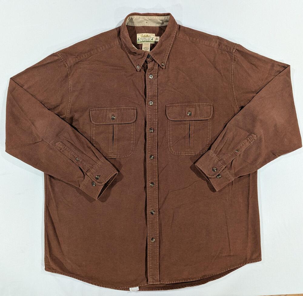 Cabela's Shirt Mens 2XLT Brown Chamois Flannel Long Sleeve Button Up Casual